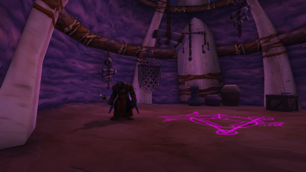 WoW The orc warlock is standing in a tent